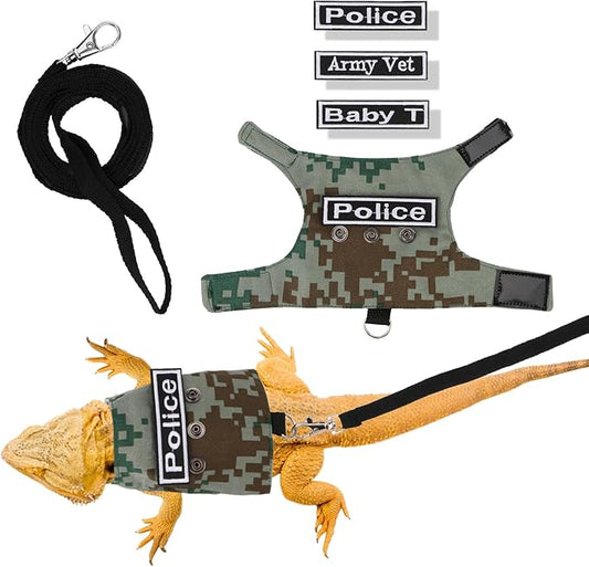 Hypeety Bearded Dragon Harness and Leash Set Adjustable Escape Proof Lizard Leash 4 Pack Outdoor Walking Training Leash and Harness for Bearded Dragon Lizard Reptiles (Green) Hypeety