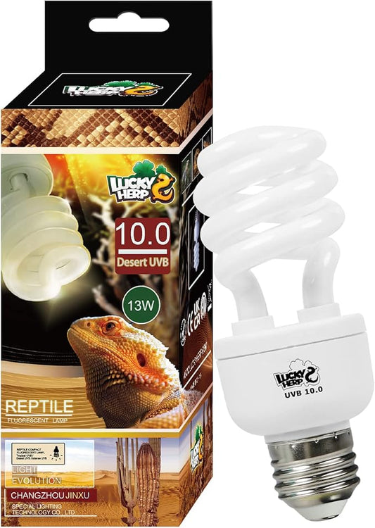 LUCKY HERP Desert UVA UVB Reptile Light Bulb 10.0 13W Compact Fluorescent Lamp LUCKYHERP