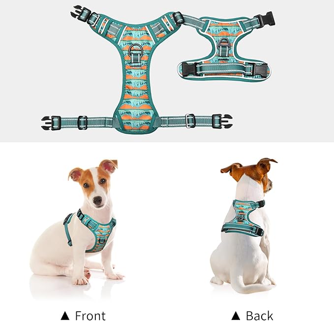 Timos No Pull Dog Harness,No Choke Front Clip Dog Reflective Harness,Adjustable Soft Padded Pet Vest with Easy Control Handle for X-Small Dogs,Wilderness,XS Timos