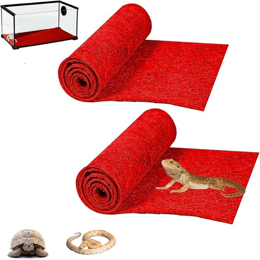 HERCOCCI 2 Pack Reptile Carpet, 39’’ x 20’’ Terrarium Bedding Substrate Liner Reptile Cage Mat Tank Accessories for Bearded Dragon Lizard Tortoise Leopard Gecko Snake (Red) HERCOCCI