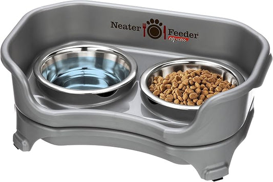 Neater Feeder Express CAT Mess Proof Feeder for Cats, 1 Cup Whisker-Friendly Stainless Steel Food & Water Bowls, No Spill, Non-Tip, Non-Slip. Made in USA - PAWPICO