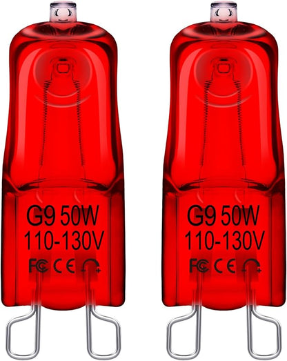 Flaspar G9 Reptile Heat Lamp Bulbs 50W 120V, Dimmable Red Night Light UVA Infrared Heat Lamp, 2 Pin Base Mini Heat Bulb for Bearded Dragon, Turtle, Leopard Gecko, Snake, Lizard, 2 Pack Flaspar