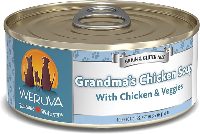 Weruva Classic Dog Food, Grandma's Chicken Soup with Chicken Breast & Veggies, 5.5oz Can (Pack of 24), Blue (4124) - PAWPICO