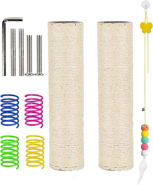 BNOSDM 2 Pcs M8 Cat Scratching Post Replacement Poles 11.8 x 2.75 in Cat Tree Tower Scratch Ropes Refill Sisal Pole Part for Refurbishment Hemp White - PAWPICO