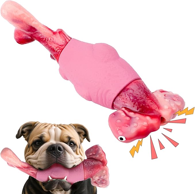 Dog Toys for Aggressive Chewers, Interactive Dog Chew Toys for Large Dogs, Indestructible Squeaky Dog Toys to Keep Them Busy, Tough Dog Toys for Medium/Large Breed Dogs (Pink, Hammerhead Shark) - PAWPICO