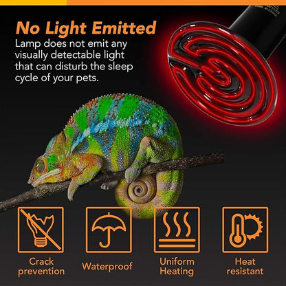 Simple Deluxe 100W Ceramic Heat Emitter Reptile Heat Lamp Bulb No Light Emitting Brooder Coop Heater for Amphibian Pet & Incubating Chicken, 6 Pack,Black SimpleDeluxe