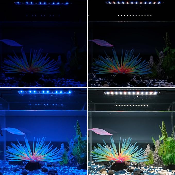Pawfly 11W Aquarium LED Light for 12 to 18 Inch Fish Tanks Extendable Fish Tank Light with Full Spectrum Brilliant White Blue Red Lights with Daytime & Night Modes and Adjustable Brightness Pawfly