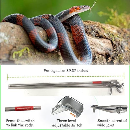 78 Inch Snake Grabber Tool, Snake Tongs, Snake Catcher Wide Jaw Handling Tool, Snake Grabber Tool Heavy Duty, Snake Grabber Tool for Rattlesnake, Extra Long Snake Tongs, Snake Tong, 5 Years Warranty PAWPICO