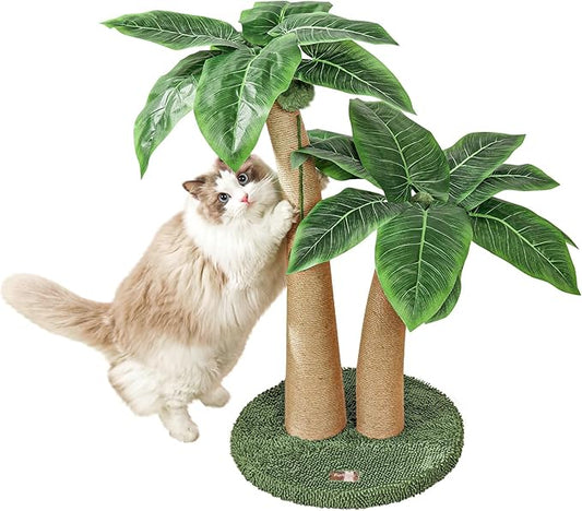 Cat Scratching Post Cat Scratcher, 35" Tall Cat Post with Natural Sisal Rope, 5 Interactive Toy Balls and 2 Curved Design Cat Scratching Posts for Indoor Cats Adults and Kitten (Style B) - PAWPICO