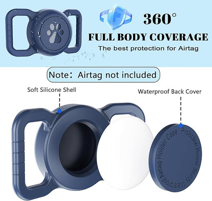 SANKALA Airtag Dog Collar Holder, [1 Pack] Waterproof Dog Airtag Holder, Silicone Full Body Covered Anti-Lost Protective Apple Air Tag Holder for Pet Collar - Fits All Width Collars, Blue SANKALA