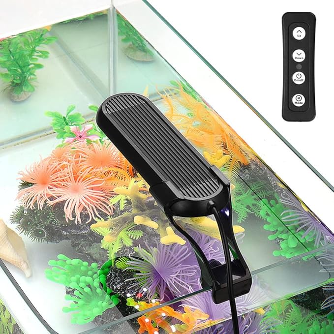Clip On Aquarium Lights, Aquarium Led Clip Light for Fish Tank Freshwater Fish Tank Light Adjustable Timer Brightness for Planted Tank Naiveferry