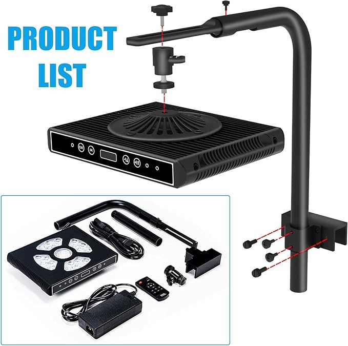 Aquarium Lights-100 watt 5 Channels Sunrise Sunset Moonlight Reef Lights for Coral SPS LPS Saltwater Tank(Black) HIPARGERO