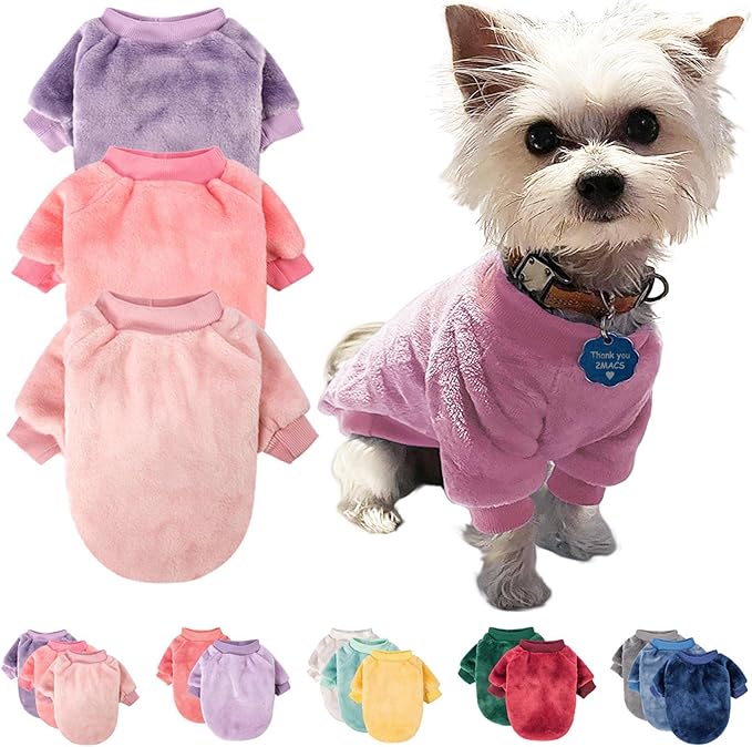 FabriCastle Small Dog Sweaters, 3 Count, Dog Clothes, Dog Coat, Dog Jacket for Small or Medium Dogs Boy or Girl, Ultra Soft and Warm Cat Pet Sweaters Apparel (XX-Small, Pink,Purple,Light Pink) - PAWPICO