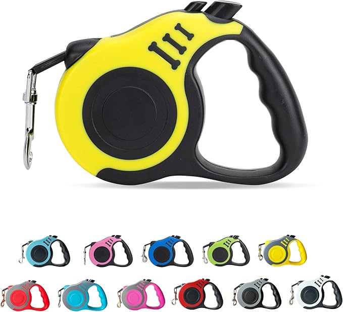 Retractable Dog Leash Automatic Telescopic Tractor Dog Tape, Pet Tape 10/16 FT Durable and Convenient, with Non-Slip Handle, Suitable for Small and Medium-Sized Dogs Yellow LIEVUIKEN