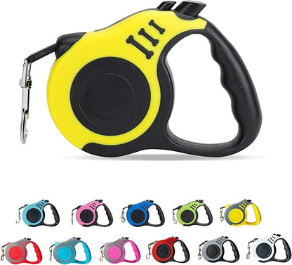 Retractable Dog Leash Automatic Telescopic Tractor Dog Tape, Pet Tape 10/16 FT Durable and Convenient, with Non-Slip Handle, Suitable for Small and Medium-Sized Dogs Yellow LIEVUIKEN