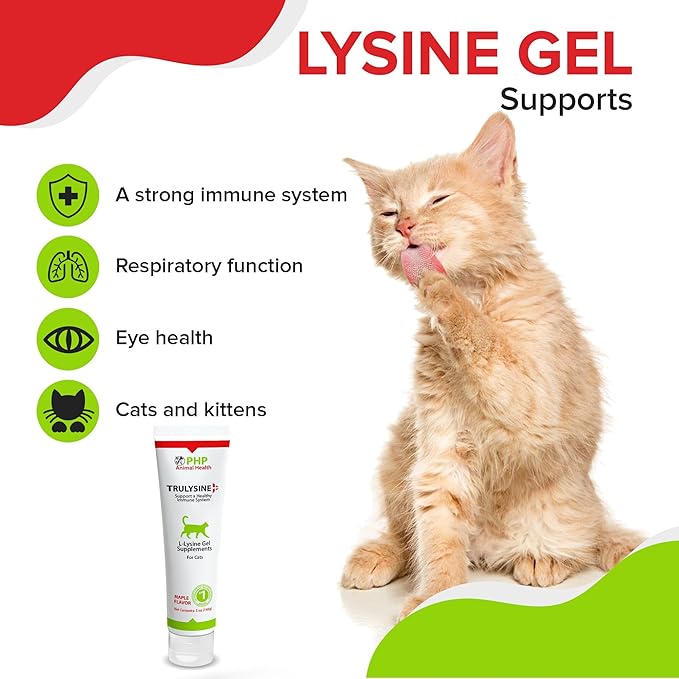 Trulysine Viralysine L-Lysine Gel Supplement for Cats, 5oz - Cats & Kittens of All Ages - Immune Health - Sneezing, Runny Nose, Squinting, Watery Eyes - Palatable Maple Flavor Pet+Health+Pharma