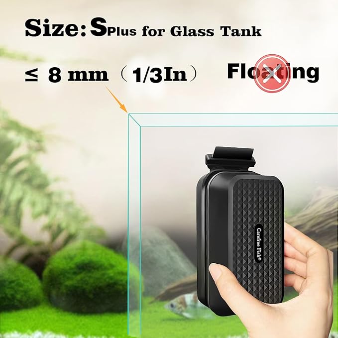 Carefree Fish Aquarium Small Magnetic Cleaner Plus for Glass Fish Tank Magnet Brush with Algae Scrapers (Magnetic Reinforcement No Floating) Bewatermyfriend