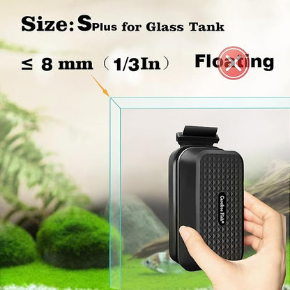 Carefree Fish Aquarium Small Magnetic Cleaner Plus for Glass Fish Tank Magnet Brush with Algae Scrapers (Magnetic Reinforcement No Floating) Bewatermyfriend