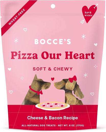 Bocce's Bakery Pizza Our Heart Treats for Dogs, Wheat-Free Everyday Dog Treats, Made with Real Ingredients, Baked in The USA, All-Natural Soft & Chewy Cookies, Cheese & Bacon, 6 oz - PAWPICO