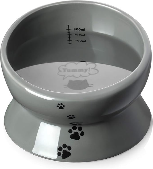 Y YHY Elevated Cat Food Bowl, Raised Pet Food and Water Bowl, Ceramic, 15oz - PAWPICO
