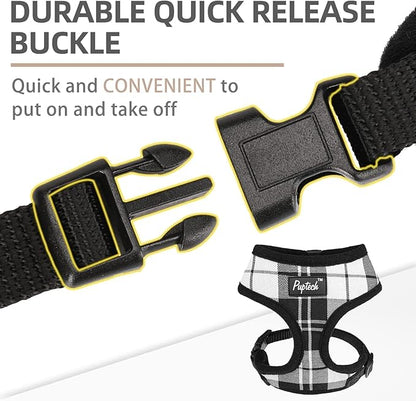PUPTECK Soft Mesh Dog Harness and Leash Set Pet Puppy Cat Comfort Padded Vest No Pull Harnesses, Black&White, XS PUPTECK