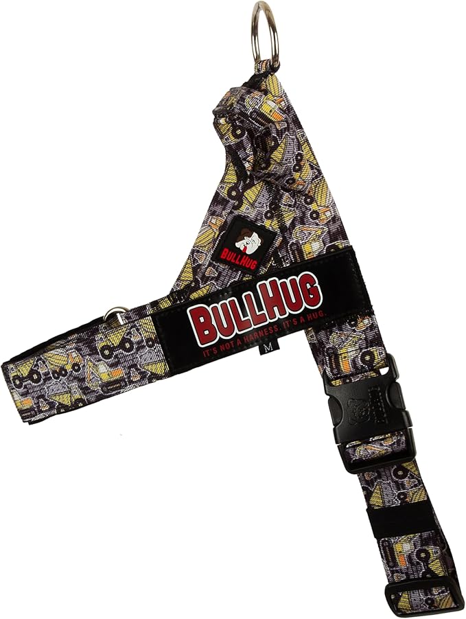 BULLHUG Harness – Made for Larger Chested Dogs Like English Bulldogs, French Bulldogs, Pugs & More. Stops Dogs from Pulling & Choking on Walks (Tonka Trucks, Large) BULLHUG