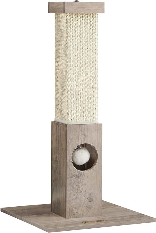 Feandrea Cat Scratching Post, Cat Scratcher for Indoor Cats, 28.7 Inches Tall, Furniture Scratching Deterrent Sisal Scratch Pole with Toy, Greige UPCA021G01 - PAWPICO