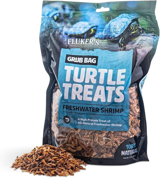Fluker's Grub Bag Turtle Treats, High Protein Freeze Dried River Shrimp, For Aquatic Turtles, Amphibians, and Reptiles, 12 oz Flukers