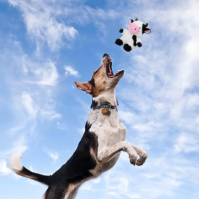 Blnboimrun Dog Toys Puppy Toys Interactive Dog Toys for Small Medium Large Dogs, Squeaky Dog Chew Toys to Keep Them Busy, Plush Dog Toy with Crinkle Paper Stuffed Cow - PAWPICO