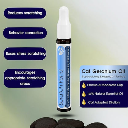 Anti Cat Scratch Calming Collar, Natural Cat Repellent, Keep Cats from Clawing Furniture, Stress Relief, Breakaway, Vet-Approved with Essential Oils (Geranium) ROLLERPAWSTER