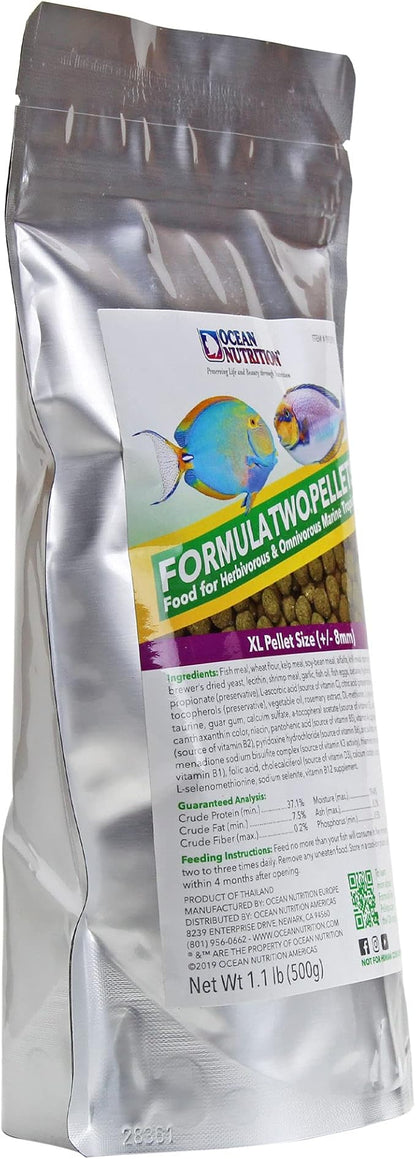 Ocean Nutrition Formula Two Pellets - Fish Food for Herbivorous & Omnivorous Marine Tropical Fish, High Protein(40%) - 1.1 lbs (500 g) XL Pellets OceanNutrition