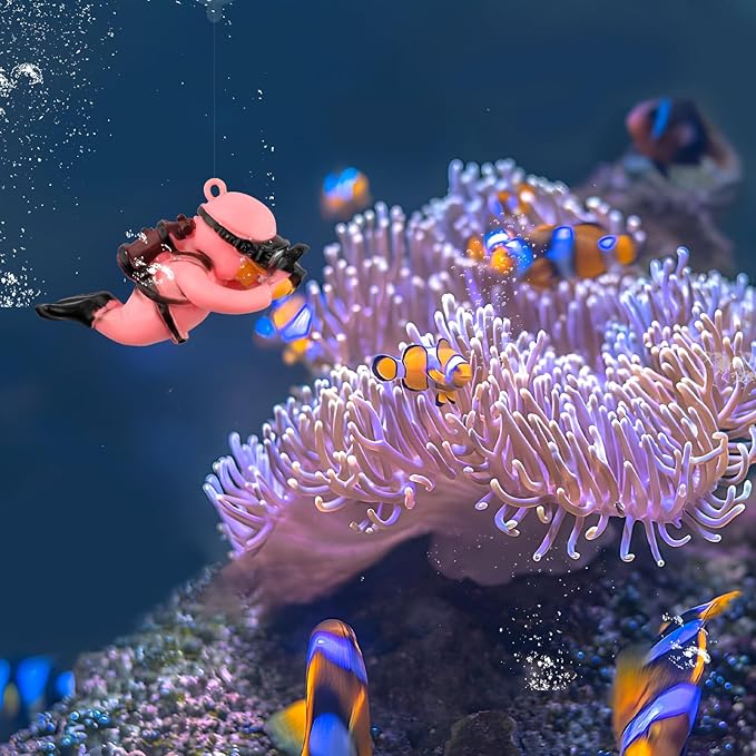 onesimcr Floating Fish Tank Decorations, Aquarium Decorations, Lovely Diver Fish Tank Decorations, Floating Device Fish Tank Accessories，Suitable for All Kinds of Fish Tanks(Pink)… onesimcr