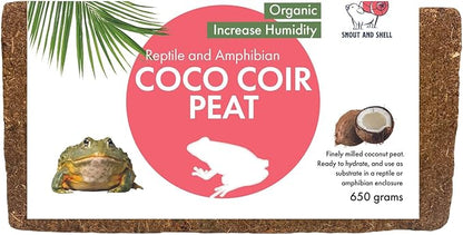 Snout and Shell Organic Coco Coir Peat Bedding Ready to Hydrate Use Substrate for Reptile or Amphibian Perfect for Frogs, Salamanders, Geckos and Snakes Increase Humidity 1.4 Lbs - 650 Grams SNOUTANDSHELL