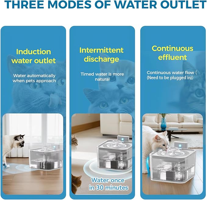 Cat Drinking Fountain 106 oz/3 Liter Large Capacity, Silent Leak-Proof Pet Drinking Fountain, with Motion Sensor Dual Power Supply - PAWPICO