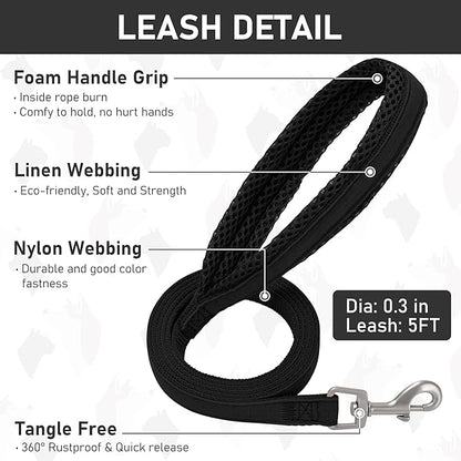 GAMUDA Small Dog Harness Collar and Leash Set, Step in No Chock No Pull Linen Fabric Soft Mesh Dog Vest Harnesses Reflective for Dogs Puppy Cats Kitten Rabbit (Black, XL) GAMUDACollarsCollection