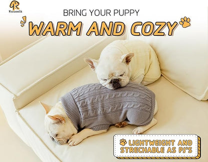 2 Pack Dog Sweaters for Small Dogs - Puppy Medium Warm Clothes in Winter, Turtleneck Pullover Design for Boy Girl Pet, Doggie, Cat, Kitten Chihuahua Bulldog Pug Beagles (M, Grey, Beige) - PAWPICO