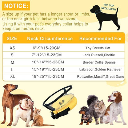 Dog Cone Collar, Inflatable Dog Cone After Surgery for Small Medium Large Dogs, Soft Dog Cone of Alternative with Enhanced Anti-Licking Guard Shield for Pets (Yellow, S (Neck: 5"-8")) RoyalClaws