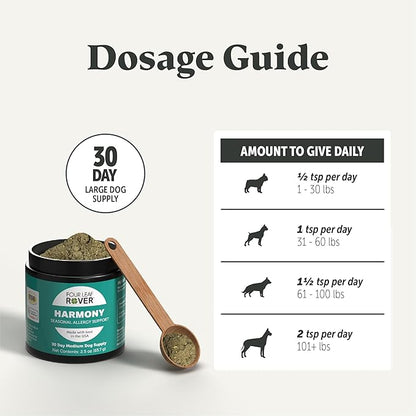 Harmony - Supports Seasonal and Environmental Allergies in Dogs - Supports a Healthy Immune Response - Veterinarian Formulated - 30 Day Medium Dog Supply FourLeafRover
