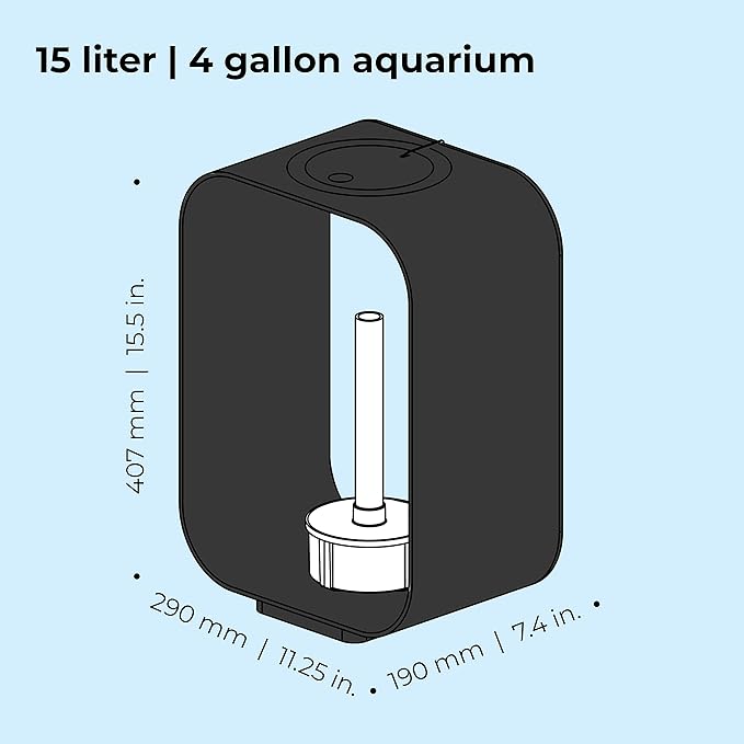 biOrb Life 15 Acrylic 4-Gallon Aquarium with White LED Lights Modern Compact Tank for Tabletop or Desktop Display, Black biOrb