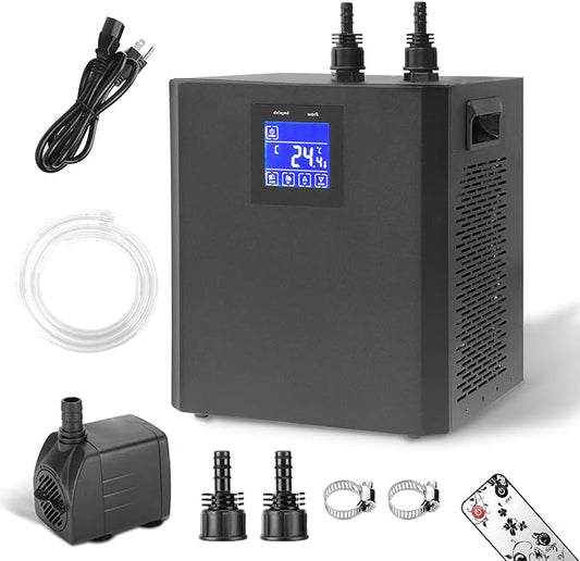 Aquarium Chiller 79Gal, 1/3HP Water Chiller, Fish Tank Chiller, Hydroponic Water Chiller for Axolotl, Aquarium Cooler with LED Display, Pipe, Water Pump, Remote Control(<300L) PAWPICO