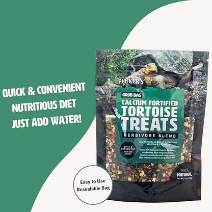 Fluker's Grub Bag Calcium Fortified Tortoise Treats, All Natural Herbivore Blend Fruits and Vegetables, for Tortoise and Herbivore Pets, 4 oz Flukers
