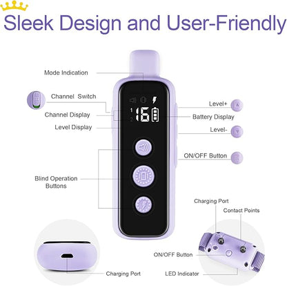 Bousnic Shock Collar for Dogs - Waterproof Rechargeable Dog Electric Training Collar with Remote for Small Medium Large Dogs with Beep, Vibration, Safe Shock Modes (8-120 Lbs) (Purple) - PAWPICO