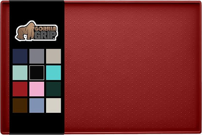 Gorilla Grip 100% Waterproof Raised Edge BPA Free Silicone Pet Feeding Mat, Dog Cat Food Mats Contain Spills Protects Floors, Placemats for Cats and Dogs Water Bowl, Pets Accessories 18.5x11.5 Red - PAWPICO