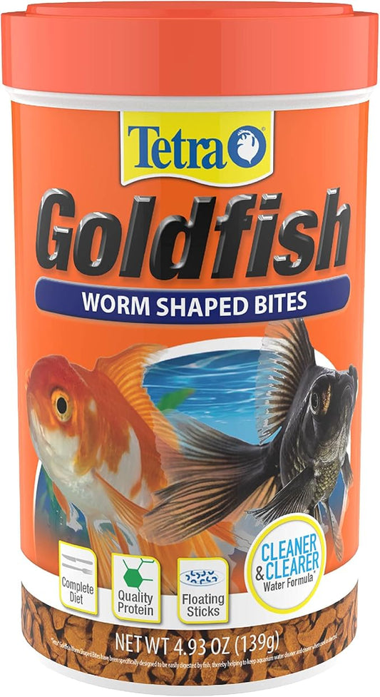 Tetra Pond Tetra Goldfish Worm Shaped Bites Fish Food, 4.93 Oz., Complete Food for All Goldfish Tetra+Pond