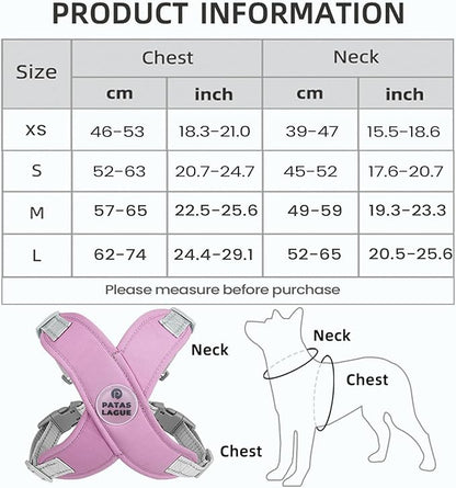 Patas Lague Dog Harness with Leash Set Adjustable Soft Padded Step-in Dog Vest No Choke No Pull Reflective for Small Medium Pets with Poop Bags and Dispenser, Solid and No-chew, Purple S PatasLague
