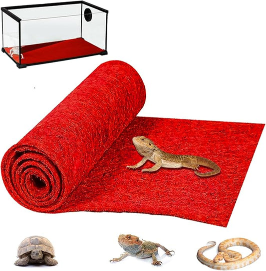 HERCOCCI Reptile Carpet, 39’’ x 20’’ Terrarium Bedding Substrate Liner Reptile Cage Mat Supplies for Bearded Dragon Lizard Tortoise Leopard Gecko Snake (Red) HERCOCCI