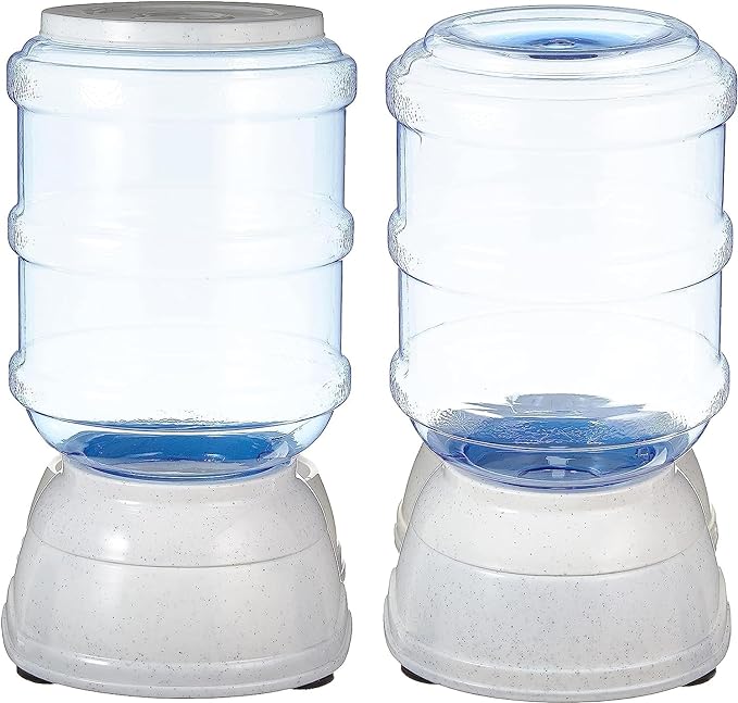 Amazon Basics Automatic Dog Cat Water Dispenser Gravity Feeder Set, Small, 6-Pound Food Capacity, 1-Gallon, Gray - PAWPICO