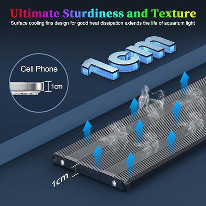 Aquarium Light for Fish Tank, Full Spectrum LED Aquarium Light for Plants, Adjustable Brightness, Timer Auto On/Off, White Blue Red Green Pink LEDs with Extendable Brackets for 48-54 Inch Tanks KINGDANS