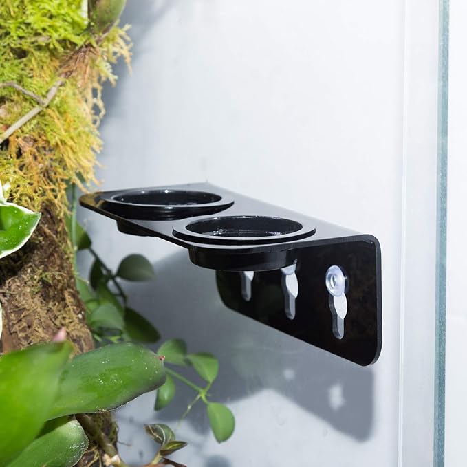 REPTI ZOO Reptile Water Bowl Double Grid Gecko Food Dish Feeder Detachable Suction Cup Reptile Feeding Dish Feeder with 6 Pcs Cups Dish Bowls for Pet Food and Water Feeding REPTIZOO