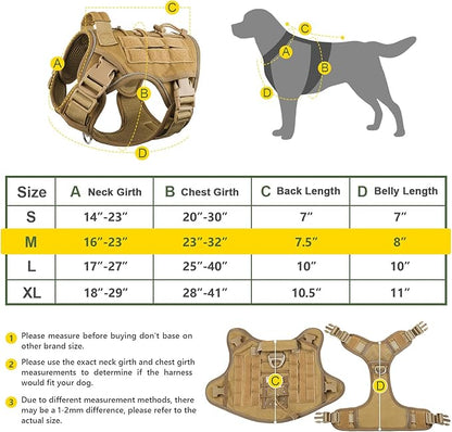 Tactical Dog Harness Vest with Handle for Large Medium Dogs No Pull Adjustable Reflective K9 Military Service Pet Harnesses for Walking Hiking Training (M) WINGOIN